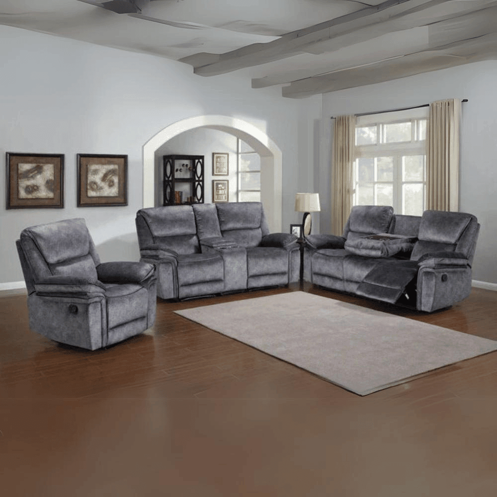 Milano Suede Fabric Manual Recliners Sofa
