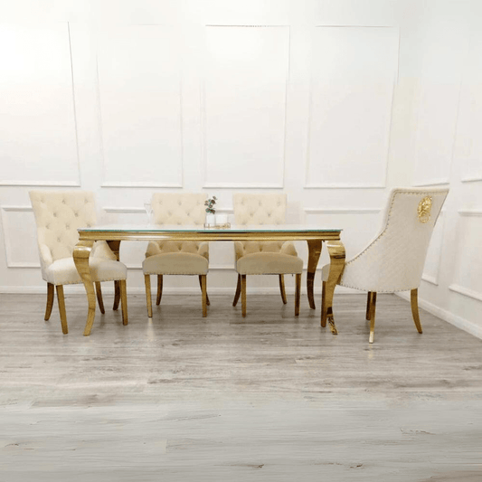 Denmark Gold 1.8M Marble Dining Set