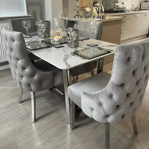 Lucien White 160cm Ceramic Marble Dining Table