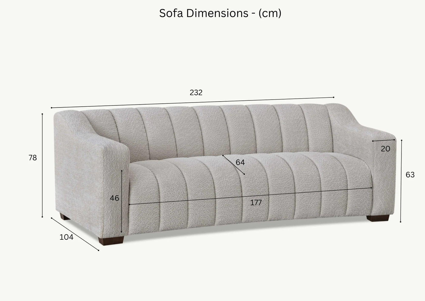 Aluxo Astoria 3 Seater Sofa in Iron Boucle Fabric - Furniture Local