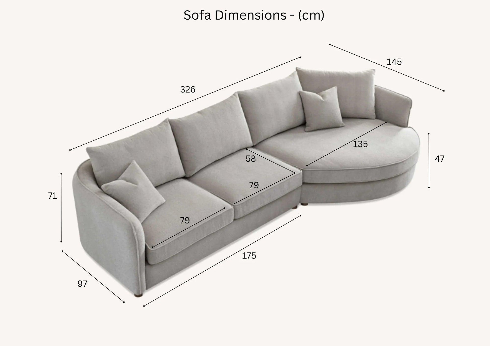 Aluxo Rubin Corner Chaise in Pebble Boucle - Furniture Local