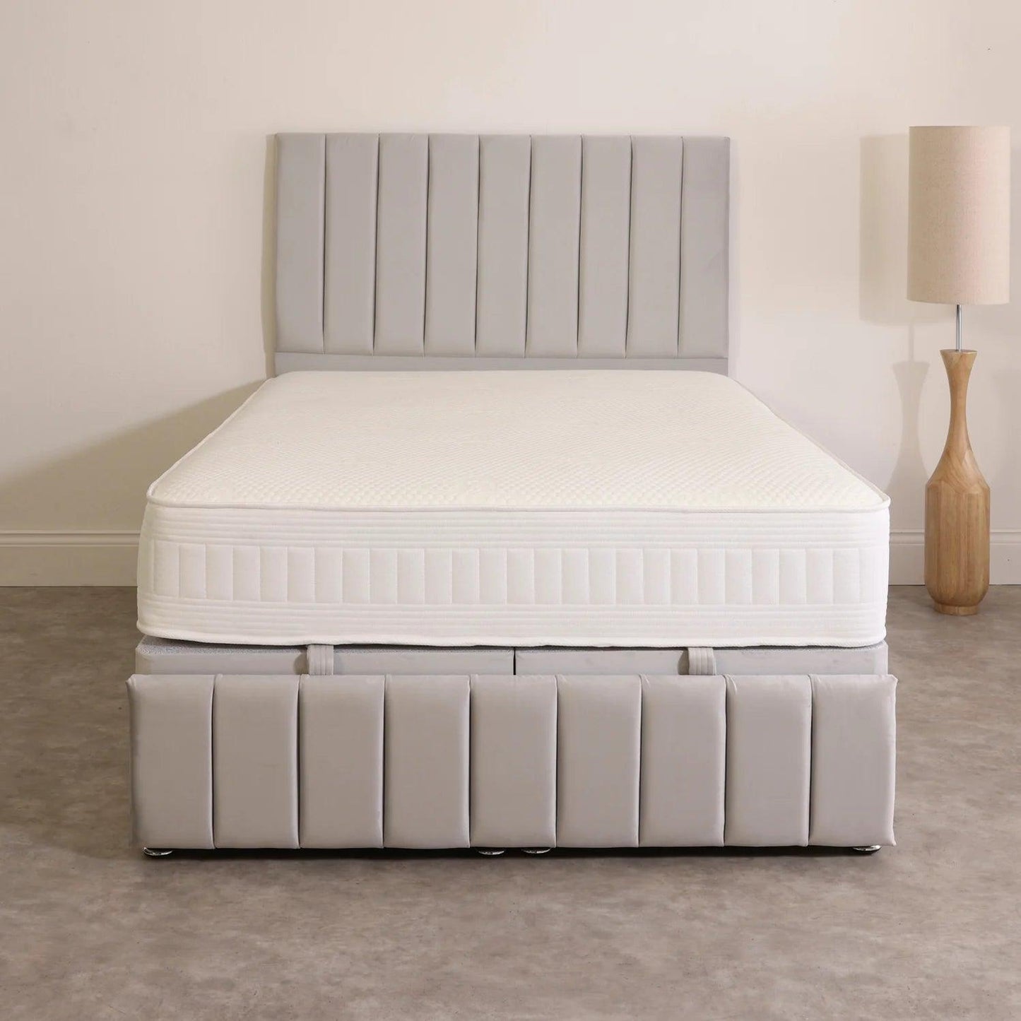 Ottoman Divan Storage Bed + 54 Inch Headboard (9 Panel Vertical Design) - Furniture Local