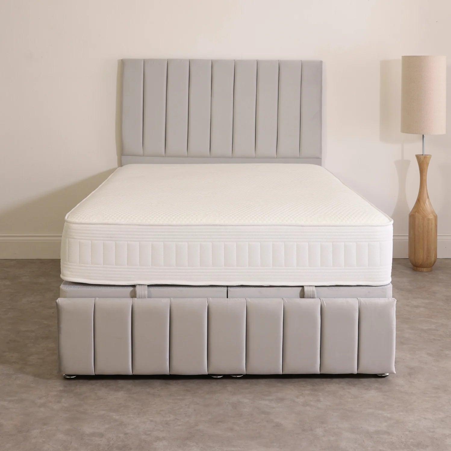 Ottoman Divan Storage Bed + 54 Inch Headboard (9 Panel Vertical Design) - Furniture Local