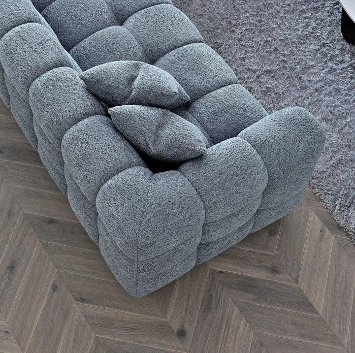 Aluxo Tribeca Corner Group in Iron Boucle Fabric in UK