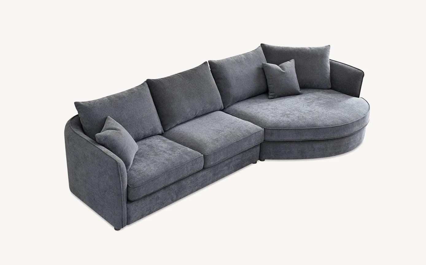 Aluxo Rubin Corner Chaise in Charcoal Boucle - Furniture Local