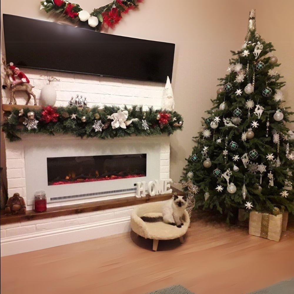 Aurora 60 Inch LED White Flush Electric Fire