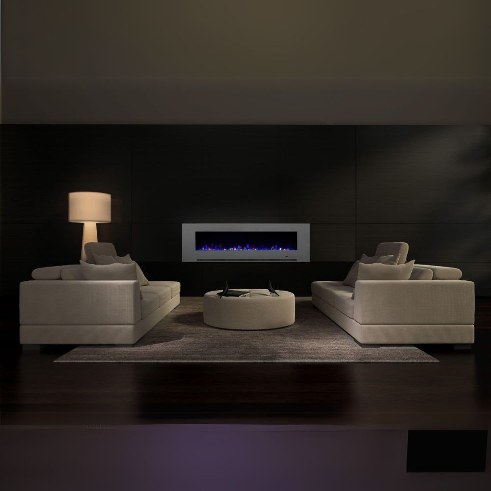 Aurora 60 Inch LED White Flush Electric Fire