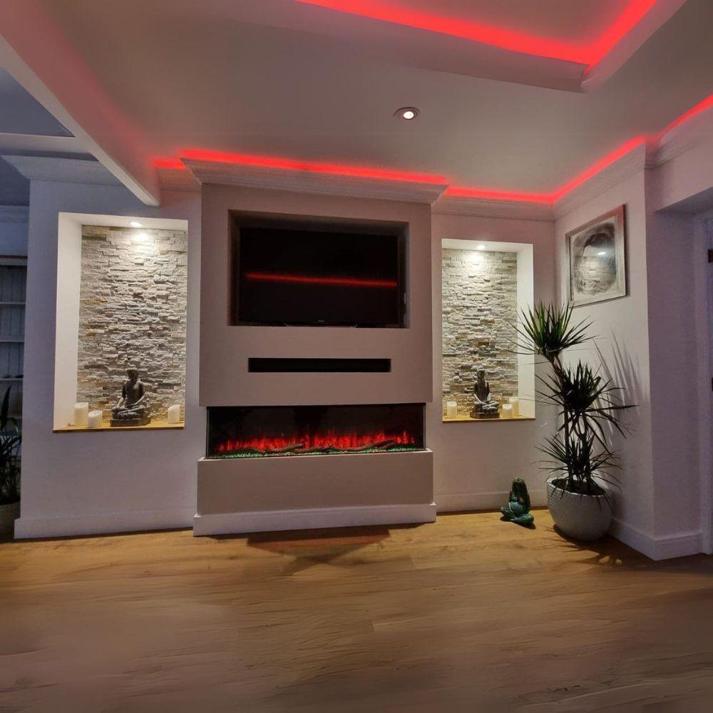 Luvelle 71" 3D Panoramic Full Glass 3-Sided Electric Fire
