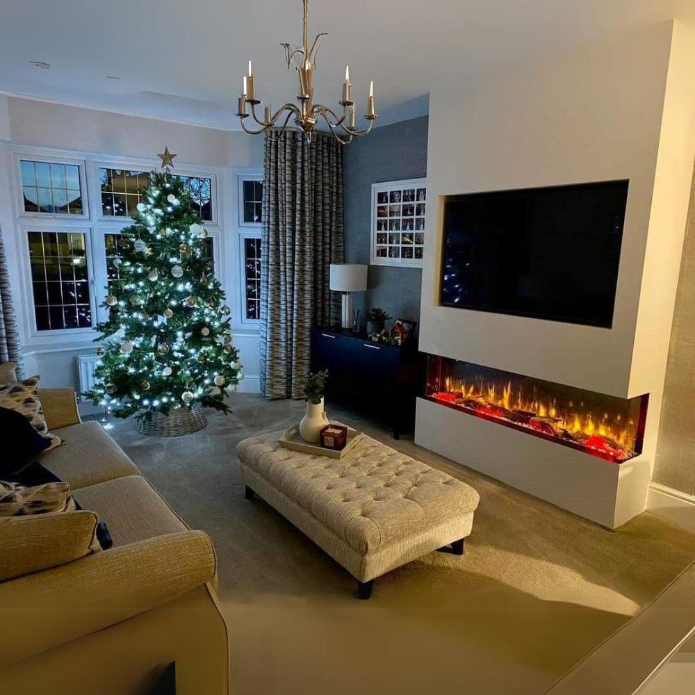 Luvelle 60" Media Wall Panoramic Full Glass 3-Sided Electric Fire