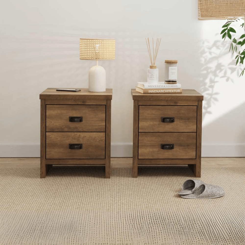 Boston 2 Drawer Bedside Table Pair
