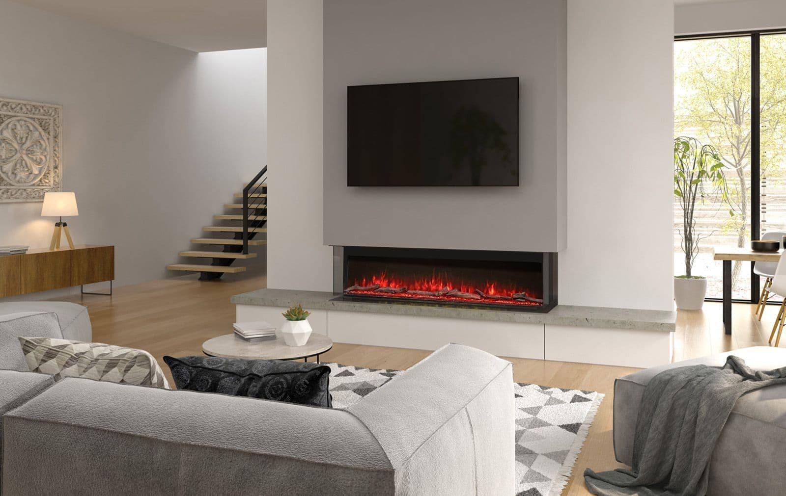 Luvelle 80" 3D Panoramic Full Glass 3-Sided Electric Fire