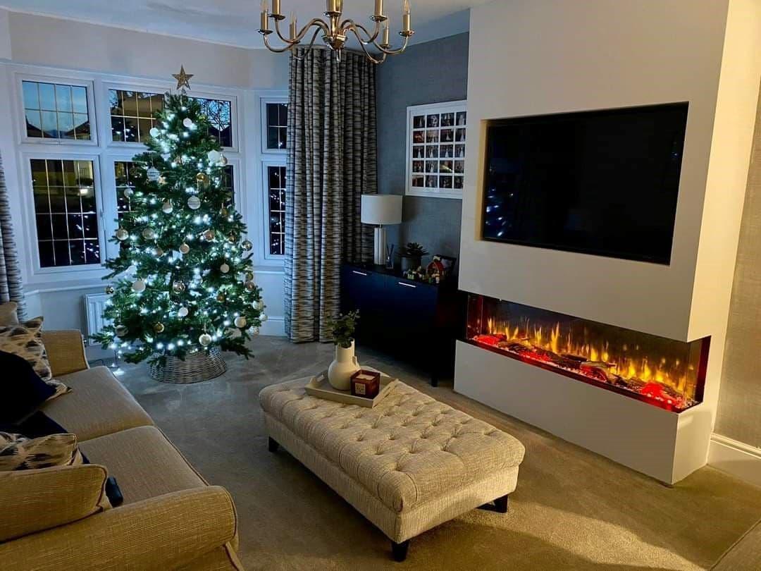 Luvelle 80" 3D Panoramic Full Glass 3-Sided Electric Fire