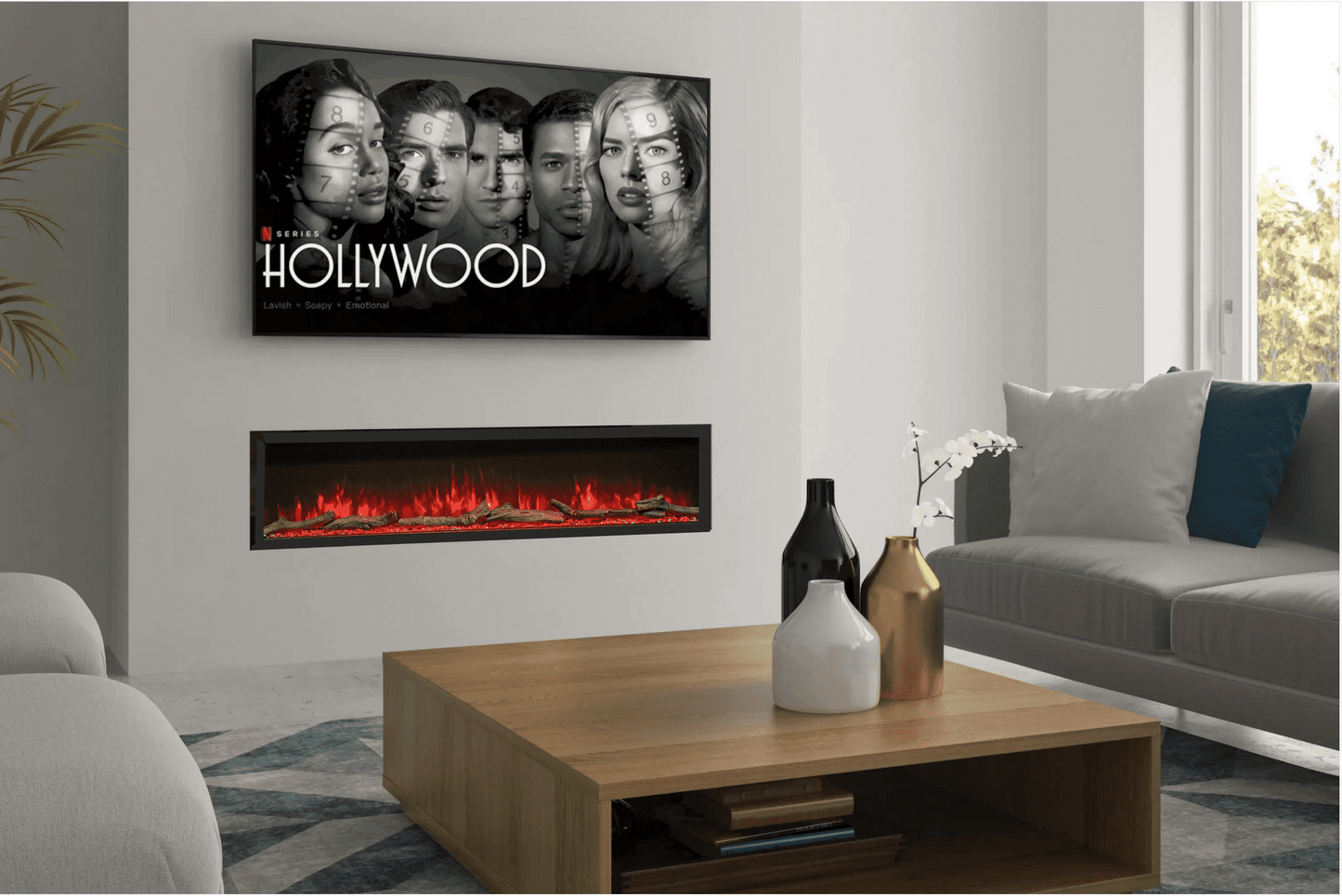 Luvelle 80" 3D Panoramic Full Glass 3-Sided Electric Fire