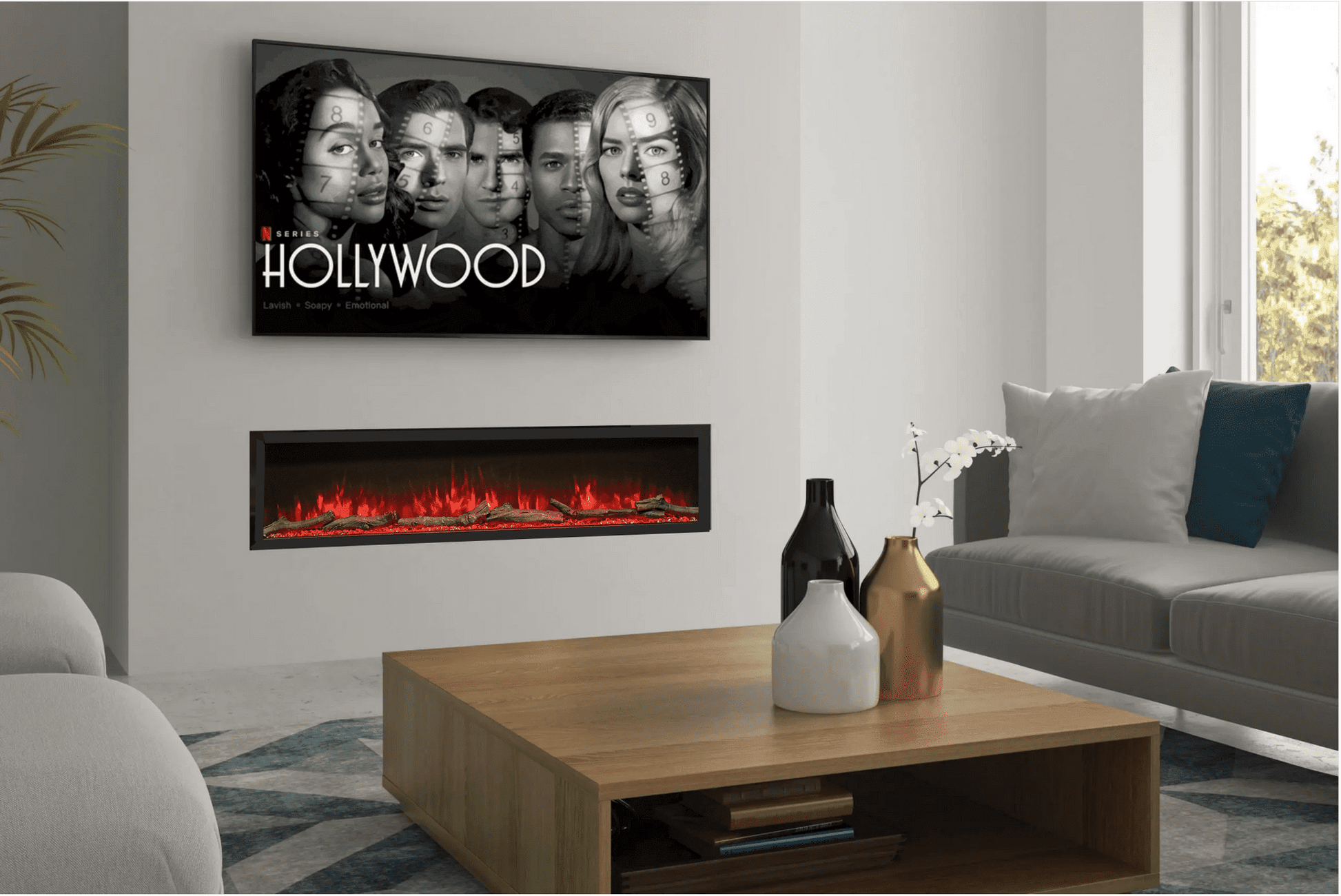Luvelle 80" 3D Panoramic Full Glass 3-Sided Electric Fire