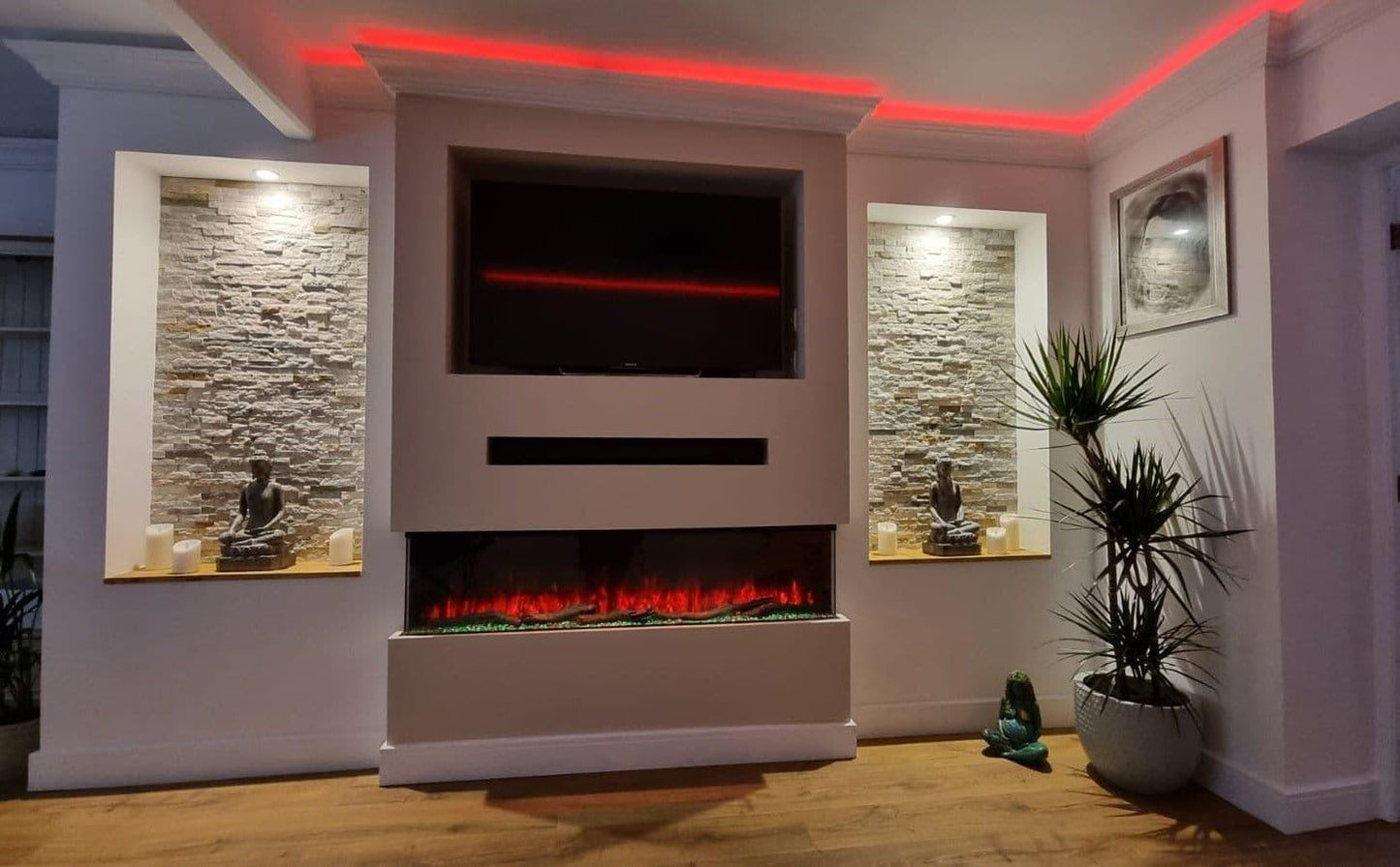 Luvelle 80" 3D Panoramic Full Glass 3-Sided Electric Fire