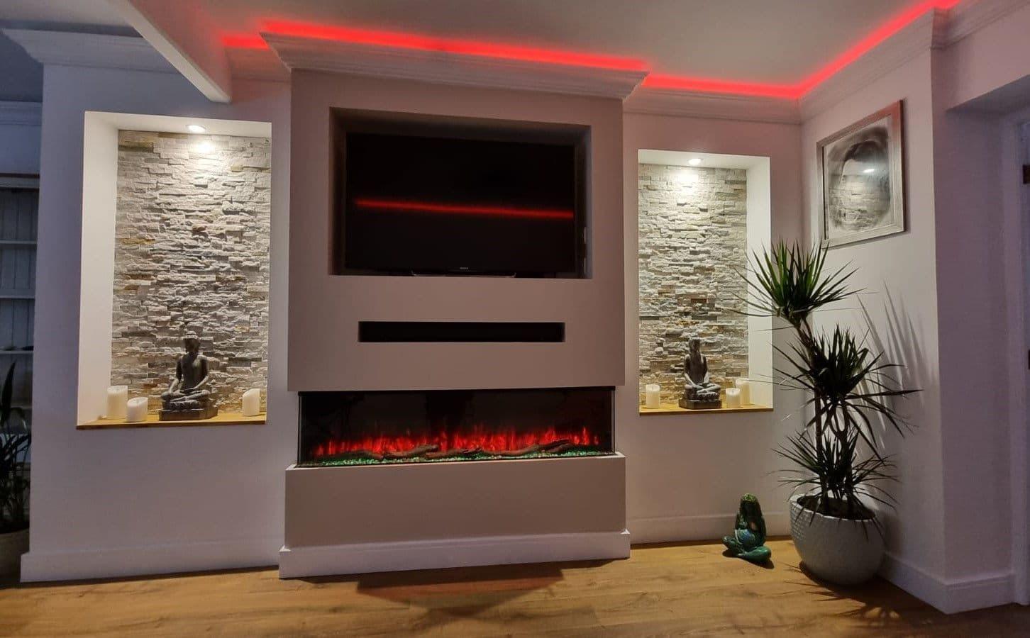 Luvelle 80" 3D Panoramic Full Glass 3-Sided Electric Fire