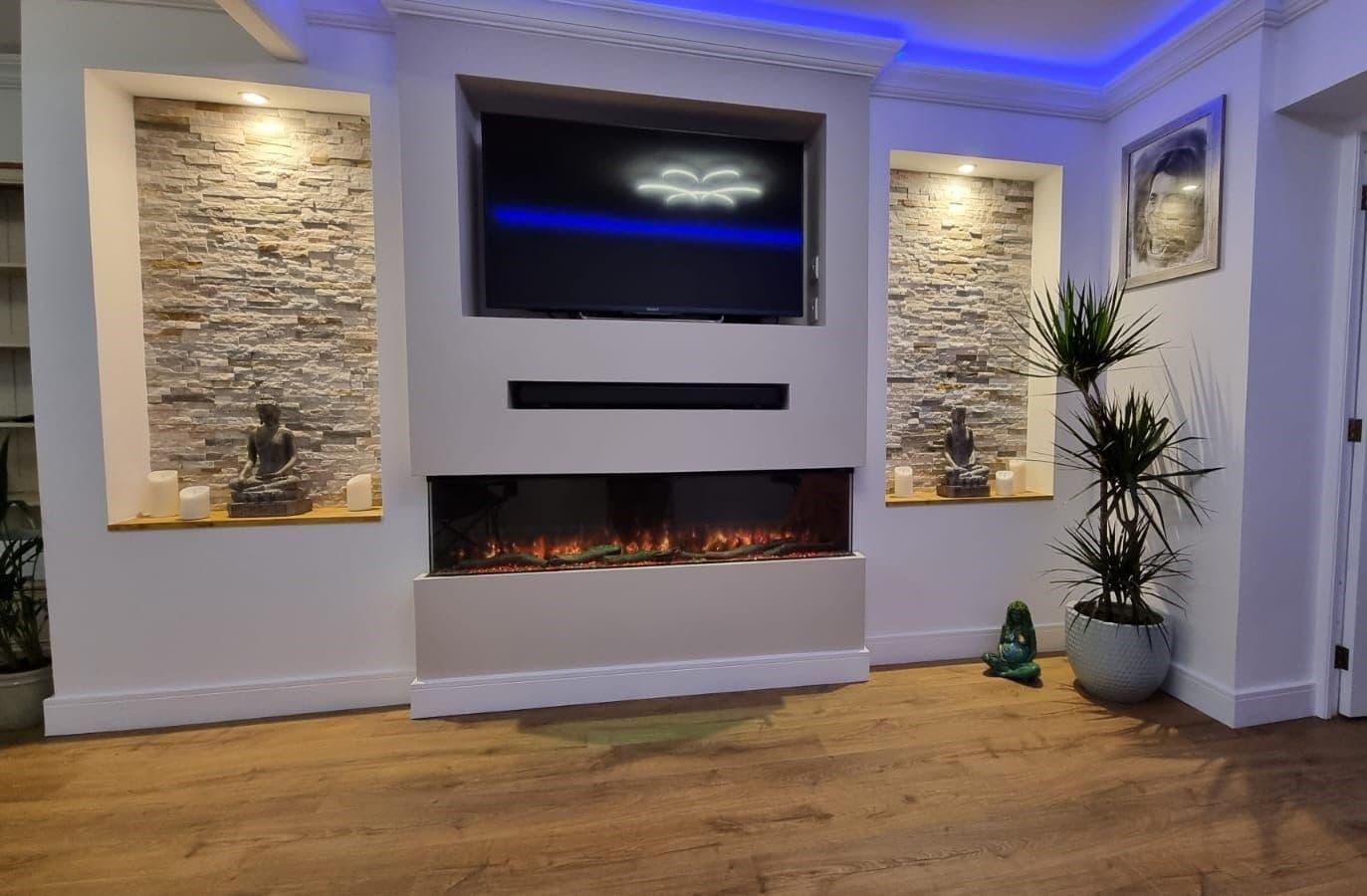 Luvelle 80" 3D Panoramic Full Glass 3-Sided Electric Fire