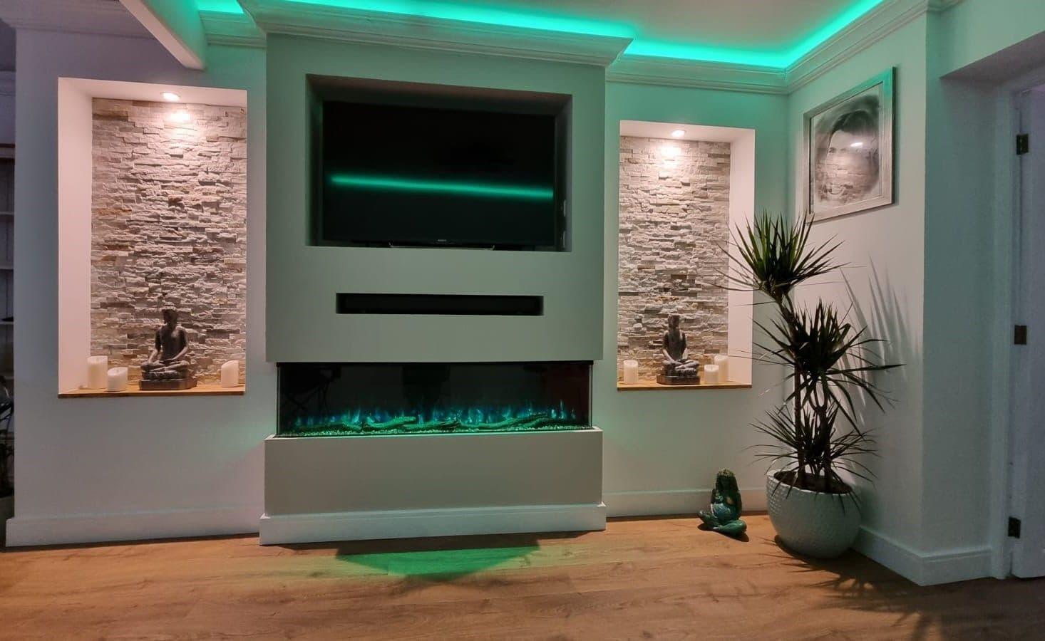 Luvelle 80" 3D Panoramic Full Glass 3-Sided Electric Fire