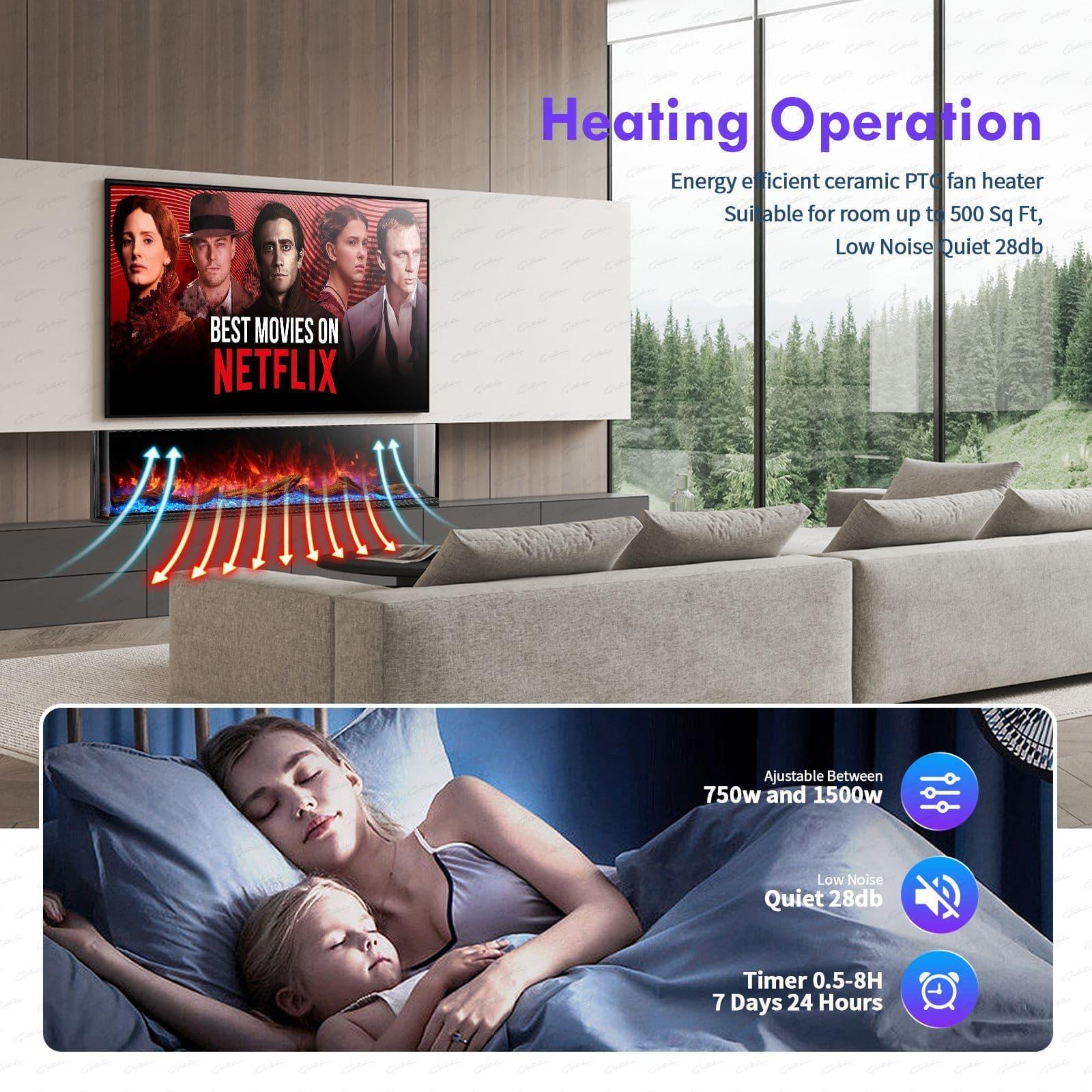 The Cullinan 71" 3D Widescreen Extra Deep 3 Sided Electric Fire - Furniture Local